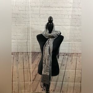 Pashmina Silk Blend Womens Gray Black Oversized Scarf Wrap